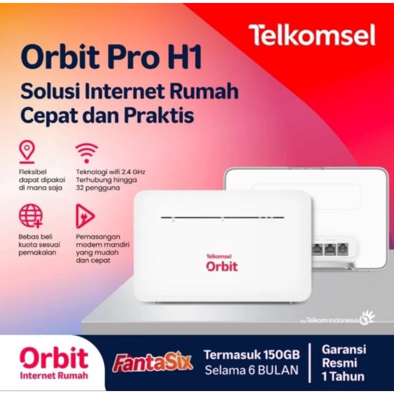 Telkomsel Orbit Pro H1 Modem WiFi 4G High Speed Bonus Paket Data internet
