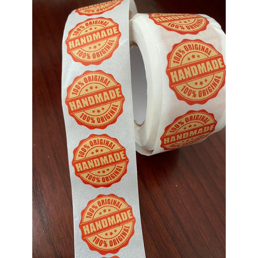 

Stiker Label Sticker Handmade 100% Original Seal Segel Craft Red Ori Asli Authentic Logo