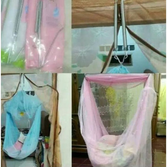 1 Pcs Ayunan Bayi Gantung Merk Joeyi 2 Per + Kelambu- Ayunan Bayi Anak-5