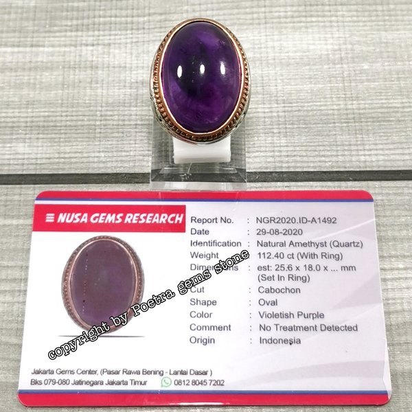 CINCIN NATURAL KECUBUNG AMETHYST BIG SIZE FREE MEMO