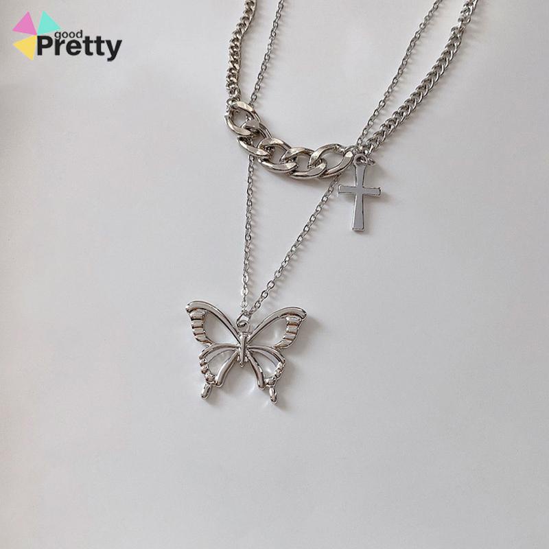 Butterfly Kalung Wanita Desain Kupu-Kupu Gaya Hip Hop Untuk Musim Gugur / Dingin - PD