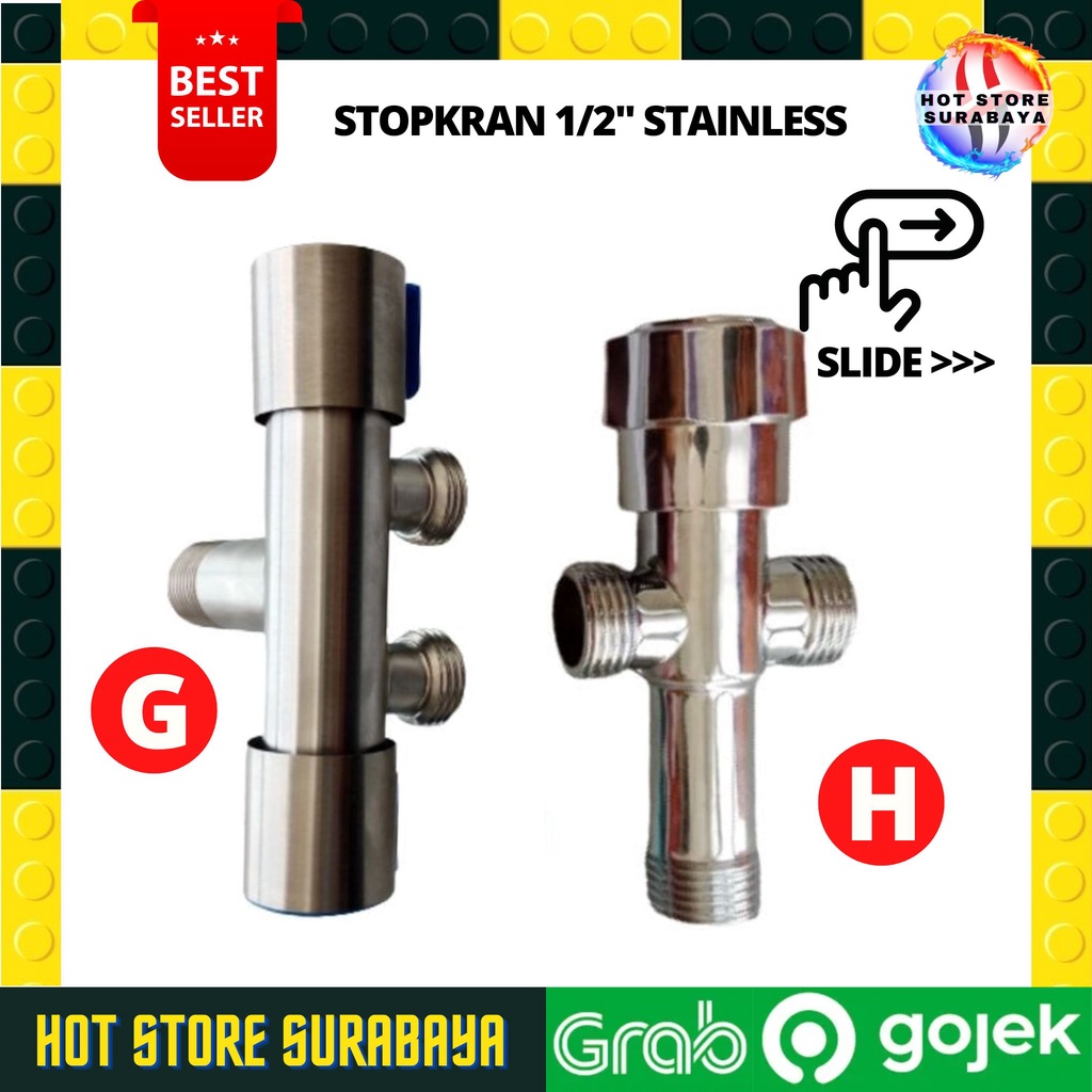 Stop Kran Keran Air Stainless Toilet Dobel Cabang Shower 1/2 Inch SAMBUNG FLEKSIBEL SHOWER TOILET