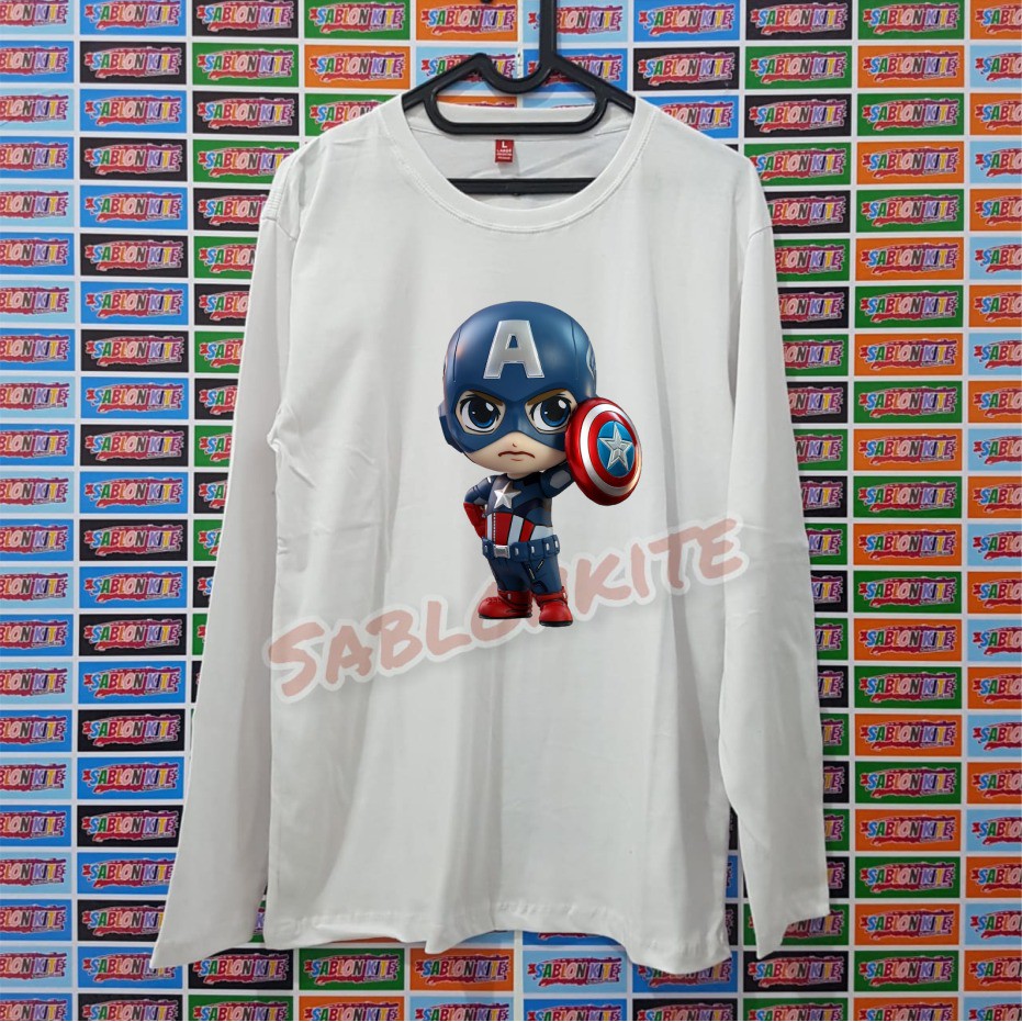 MURAH !!! KAOS SABLON CAPTAIN AMERICA 3 BAHAN KAOS COTTON COMBED 30S