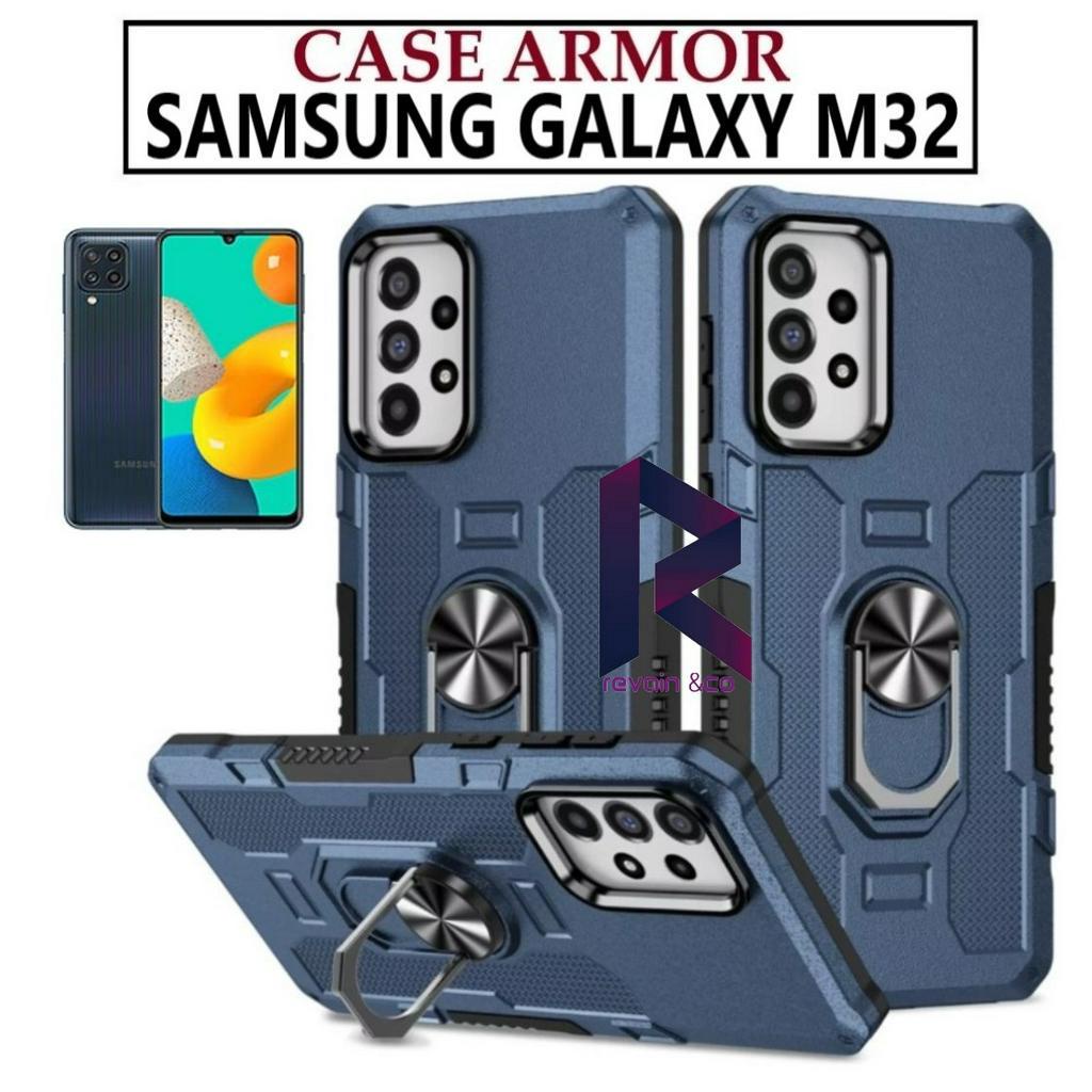 Case Armor SAMSUNG M32 Iring Cincin Magnetic Kesing Hp Protect kamera Premium Hard Case Standing Robot Pelindung Kamera