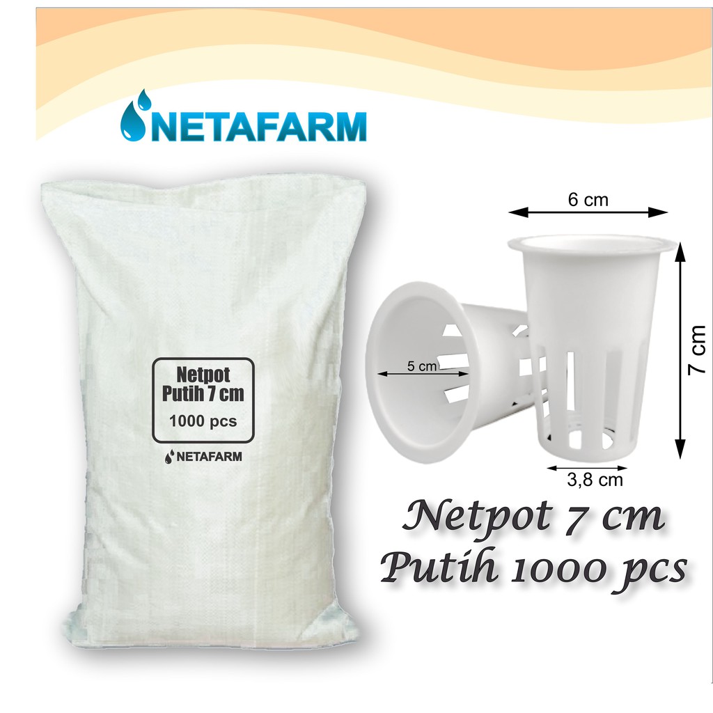 NETPOT Hidroponik 7 cm Warna Putih - Kemasan Karung ( 1000 pcs )