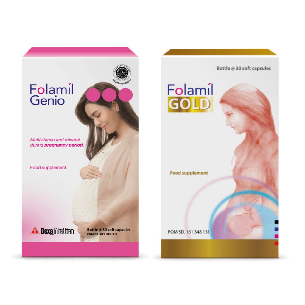 FOLAMIL GOLD - Folamil GENIO  Botol Isi 30 - Multivitamin Ibu Hamil Trimester 1 2 3 Dan Menyusui DHA