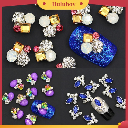 Huluboy Huluboy♡ 10pcs Stiker Kristal Berlian Imitasi 3D Bahan Alloy Untuk Dekorasi Nail Art