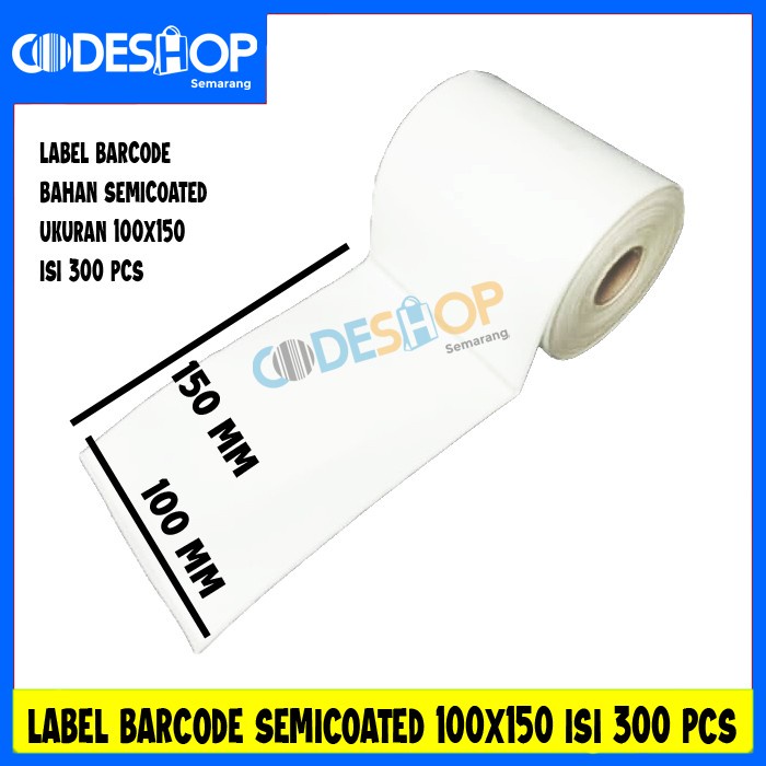 

Label Semicoated Stiker Resi Barcode 100x150 100 x 150 mm isi 300 pcs