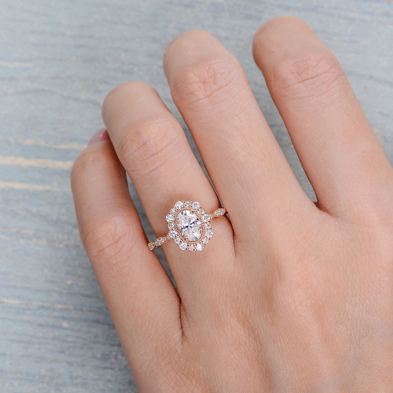 Cincin Moissanite Mewah Untuk Wanita