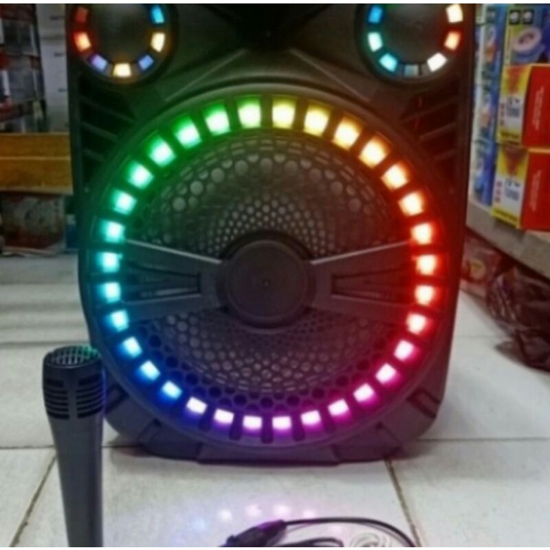 Cod Speaker Metting Fleco F-1089//Speaker Bluetooth Karaoke Free mic+Remot 10inch Bass