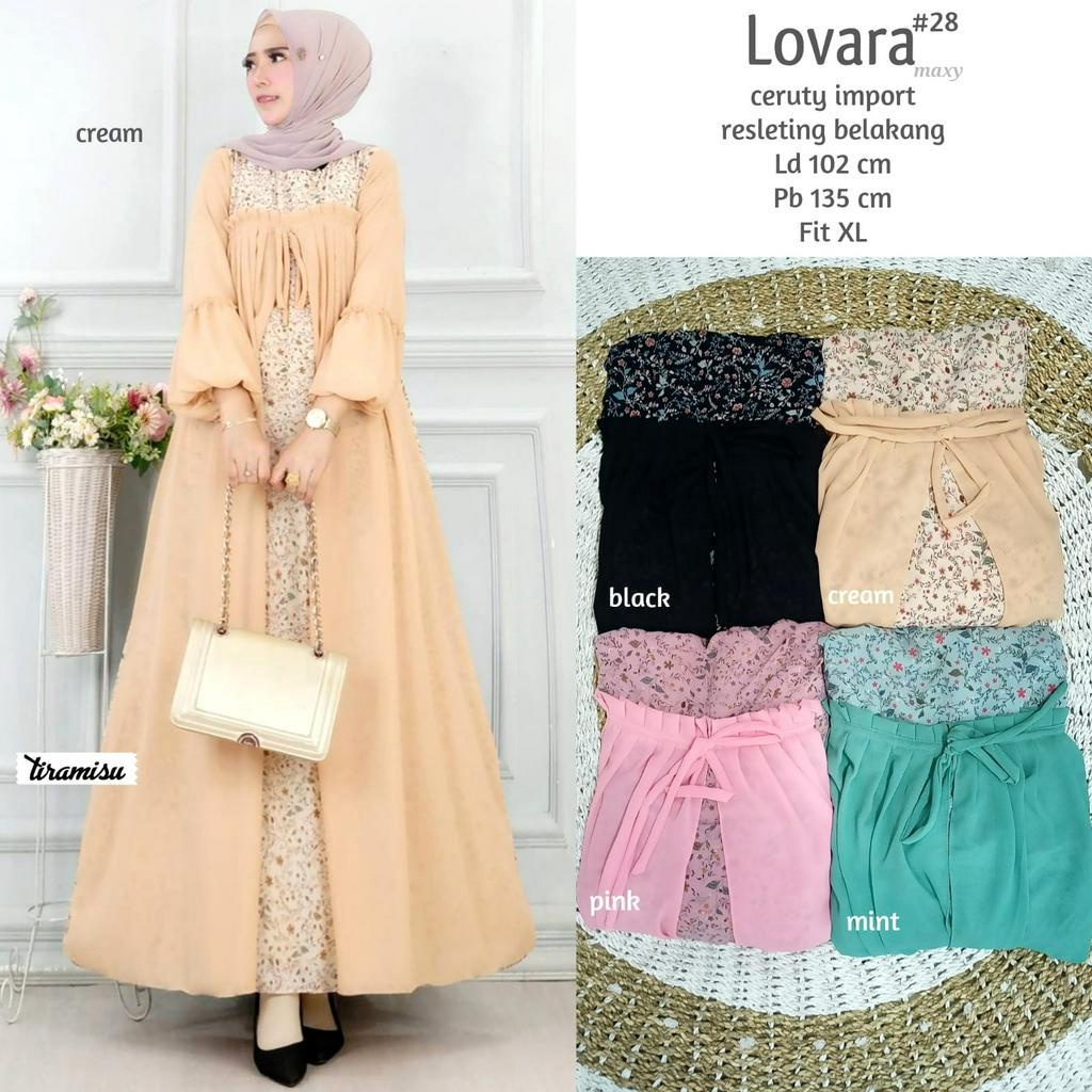 LOVARA#28 DRESS / 26.5 / BAHAN CERUTY PREMIUM / LD 102 CM / PB 135 CM / ALLSIZE FIT TO XL / TIRAMISU