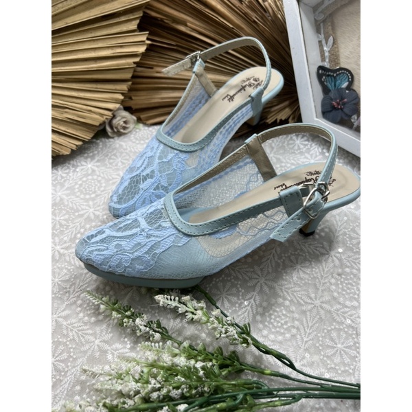 sepatu wanita Rafaizoutfit Clarissa babyblue tinggi 7cm lancip