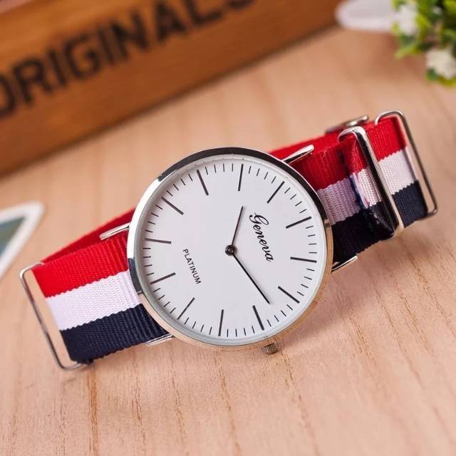 jam geneva pria wanita tali canvas kanvas [ 20GR ]