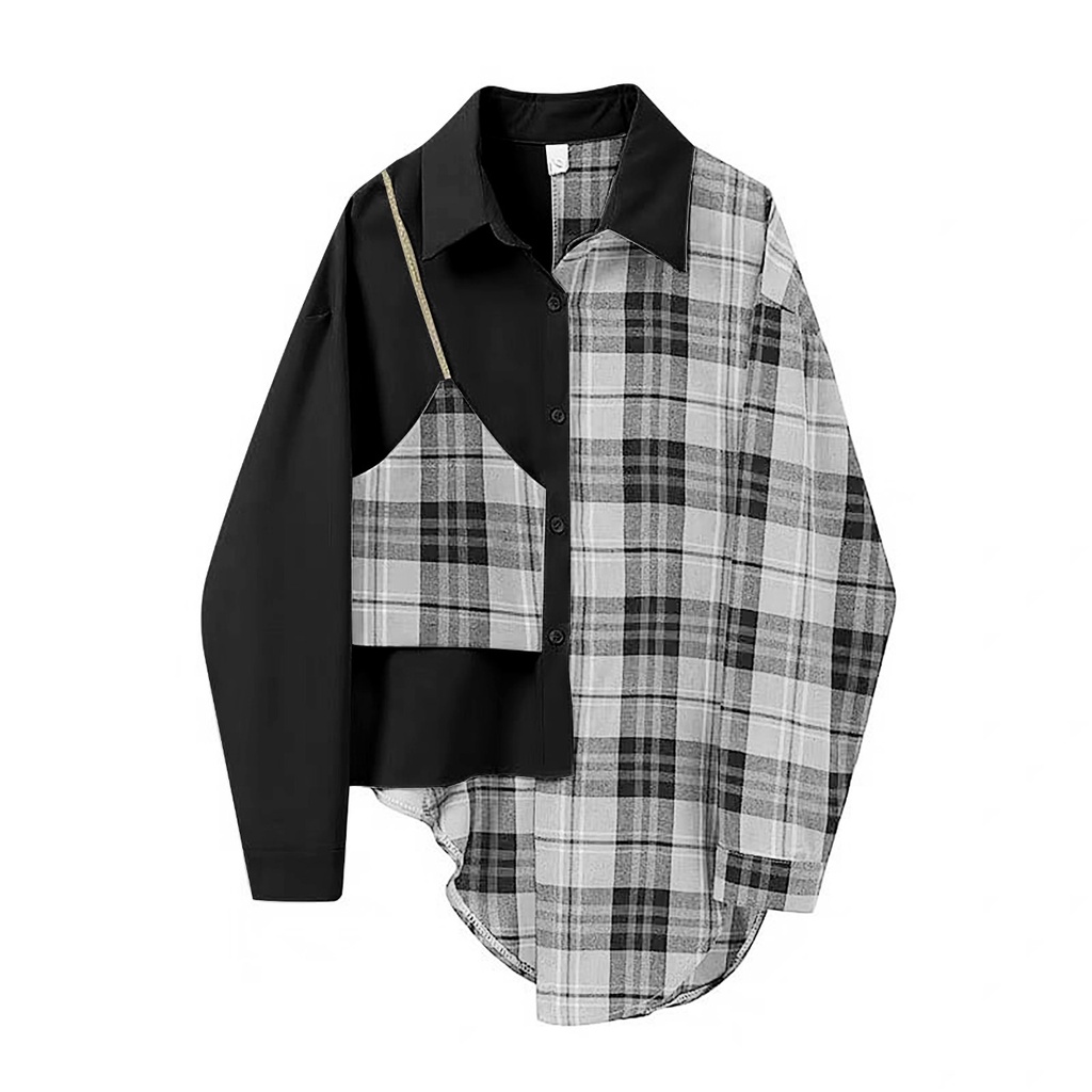 Vallina Outfit Eveline Shirt Atasan Kemeja Blouse Baju Top Wanita Arbera Mix Flanel Premium-4