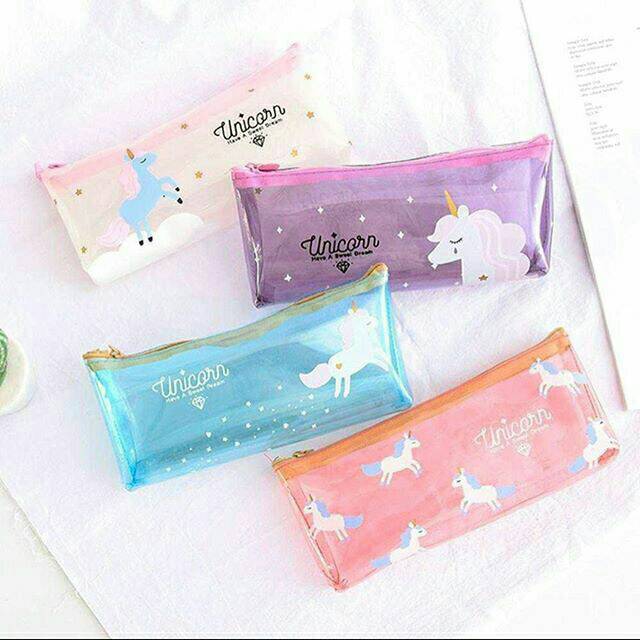 

Tempat pensil/ kotak pensil/ tempat alat tulis Unicorn transparan
