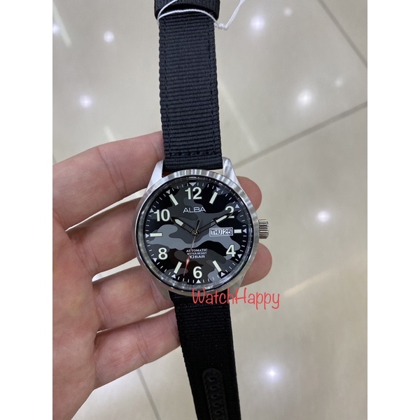 WatchHappy Alba AL4273X1 Men Watch Day Date Automatic BLACK Nylon Strap AL4273 Best Seller ORIGINAL