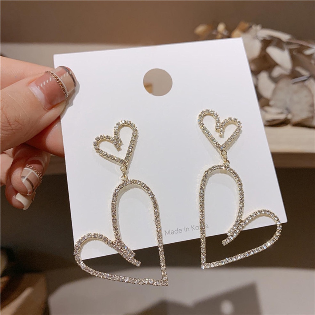 Nanas Fashion Earings Hugitout Wanita Anting Menjuntai Drop Huggie Berlian Imitasi