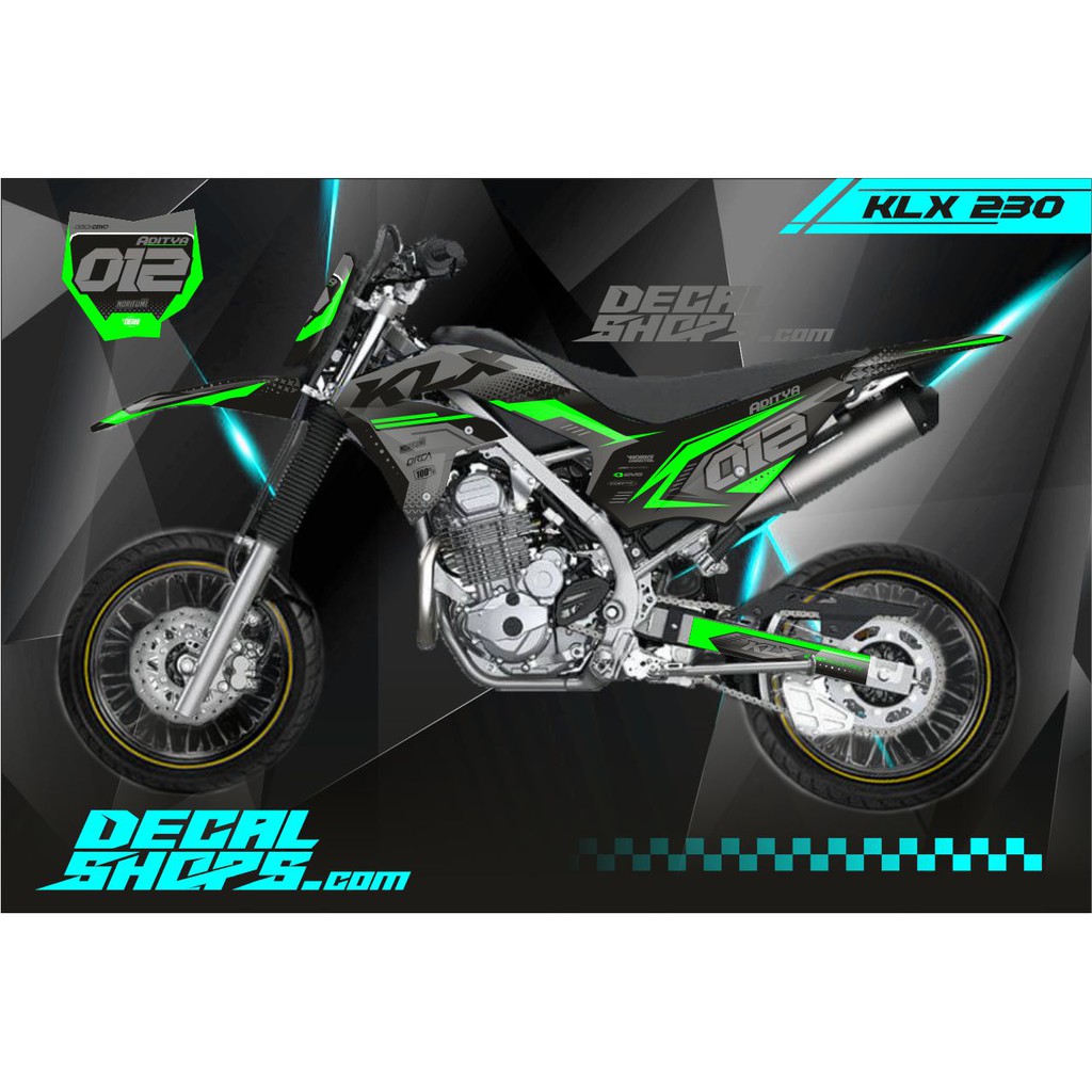 DECAL KLX 230  MURAH DECAL KLX 230 KEREN DECAL KLX 230 MERAH HITAM DECAL KLX 230 SUPERMOTO HIJAU