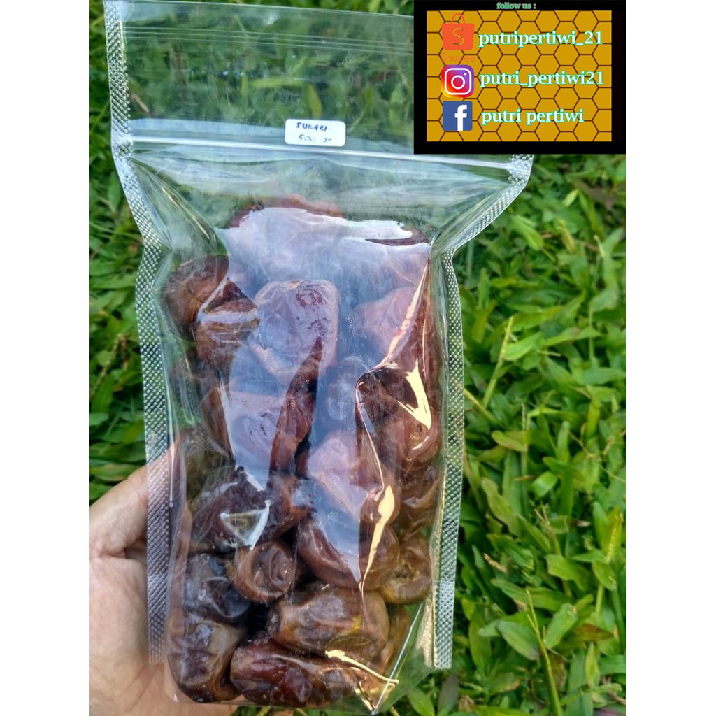 

Kurma Sukari Kurma Basah Kwalitas Premium Rasa Legit & Daging Lembut Sukkari In Stand Pouch