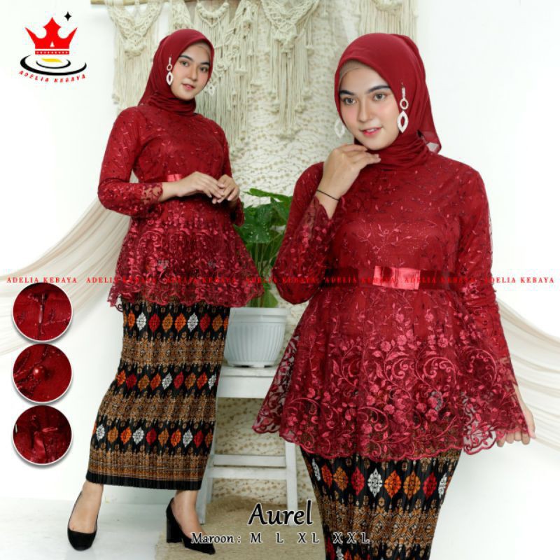 ADE✓Set Kebaya AUREL/Kebaya Wisuda/Kebaya Tulle/Kebaya Cantik