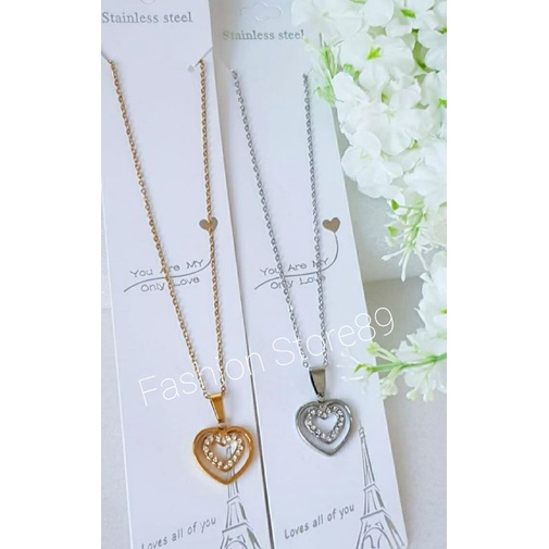 Kalung Love double ring Titanium gold silver kualitas terjamin antikarat bestseller