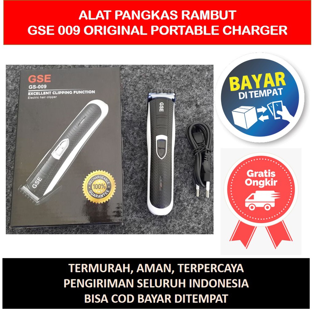 Alat Mesin Cukur Pangkas Potong Rambut Charger Portable Salon Hair Clipper GSE 009 Original Murah