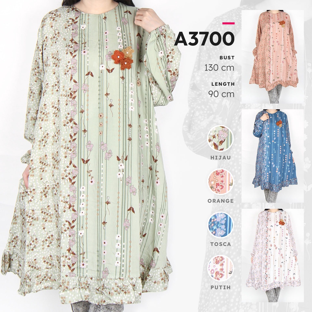 Maliju Tunik Jumbo LD 130 CM Bigsize Bunga Busui Rempel Katun Rayon - A3700