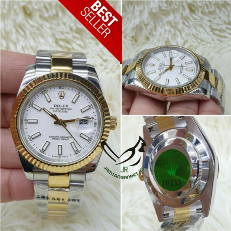 JAM TANGAN PRIA ROLEX DATEJUST AUTOMATIC SILVER COMBI GOLD KUALITAS ORIGINAL