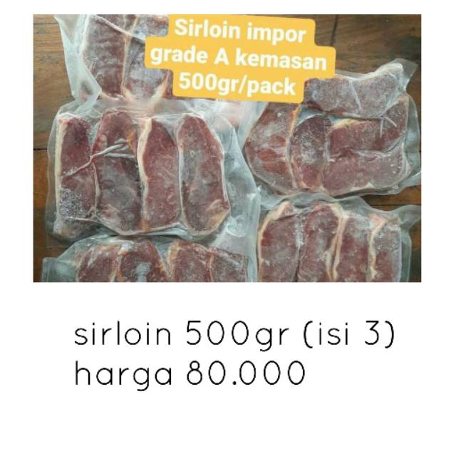 

Daging Sirloin steak 500gr (isi 3 potong)
