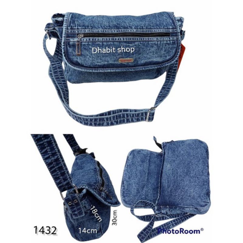 Tas slempang wanita bahan jeans ori Garnet