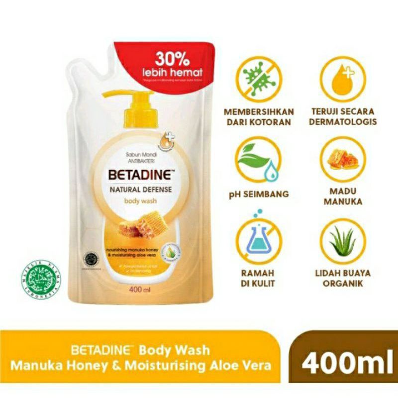 promo betadine natural defense body wash 400ml