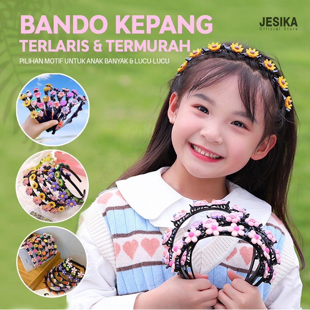 Bando kepang korea anak jepit rambut gaya korea multi layer aklirik plastik elastis jepitan unik lucu