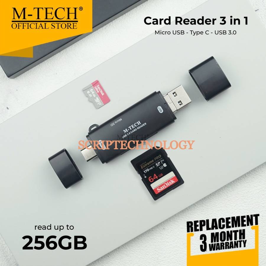 Card Reader 3in1 Micro Usb Sd Card Otg CR30 Mtech