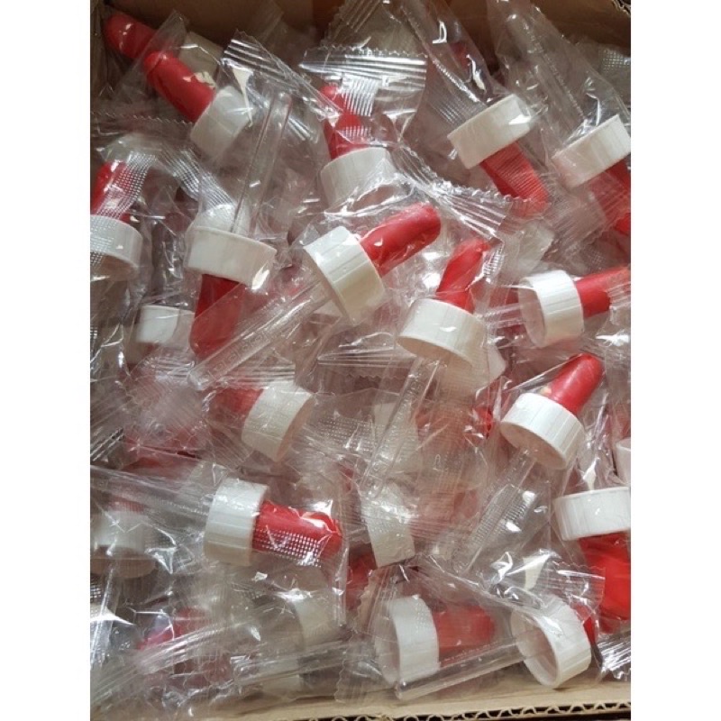 Pipet Tetes Obat 1ml  | Pipet Kosmetik 1 ml | Pipet Drop 1ml dengan skala 0.1ml, 0.2ml, 0.3ml hingga 1ml - Dropper Merah