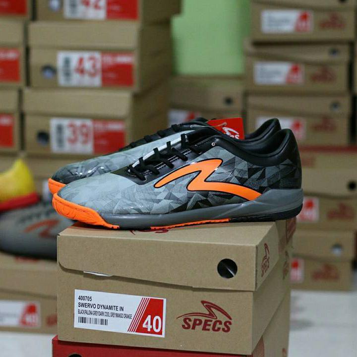 SEPATU FUTSAL SPECS SWERVO DYNAMITE IN BLK PALONA GREY DARK COOL GREY