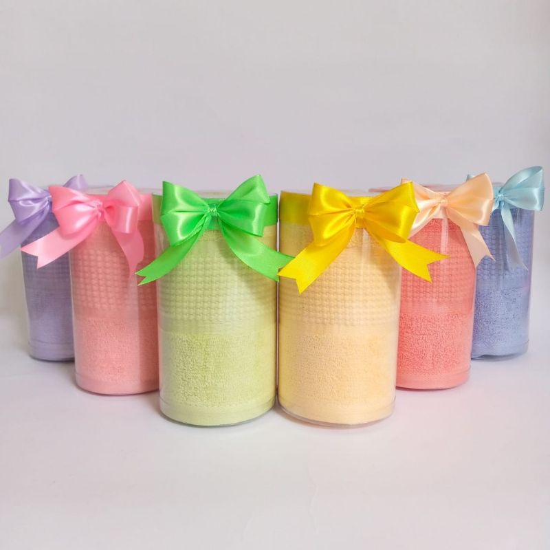 Handuk Packing Tabung + Pita/ SOUVENIR HANDUK/ Hampers/ Ultah/ Wedding/ Aqiqah/ Baby Shower