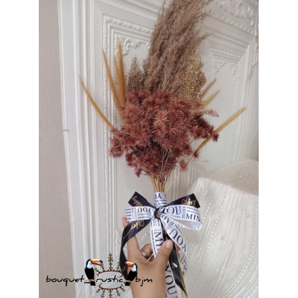 Bouquet Bunga Rustic BJM/Bouquet Bunga Kering/ Bouquet Wisuda /Bouquet Wedding/Prewedding/Kado,dll