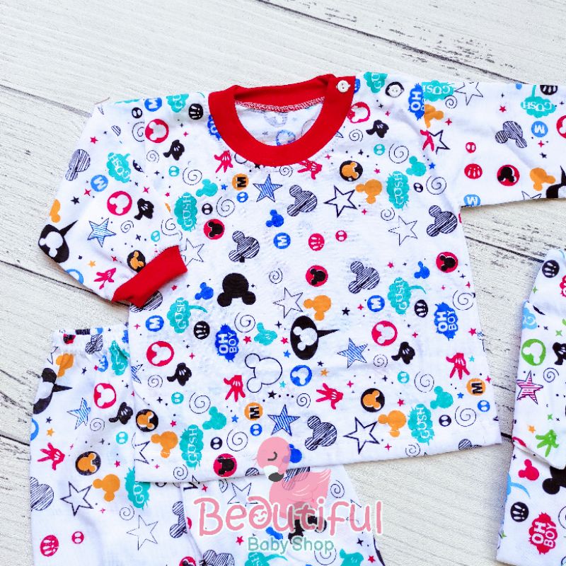 Setelan Bayi Panjang Motif Mickey / Setelan Piyama Bayi / Baju Bayi Panjang / Baju Tidur Bayi / Baby.ou_