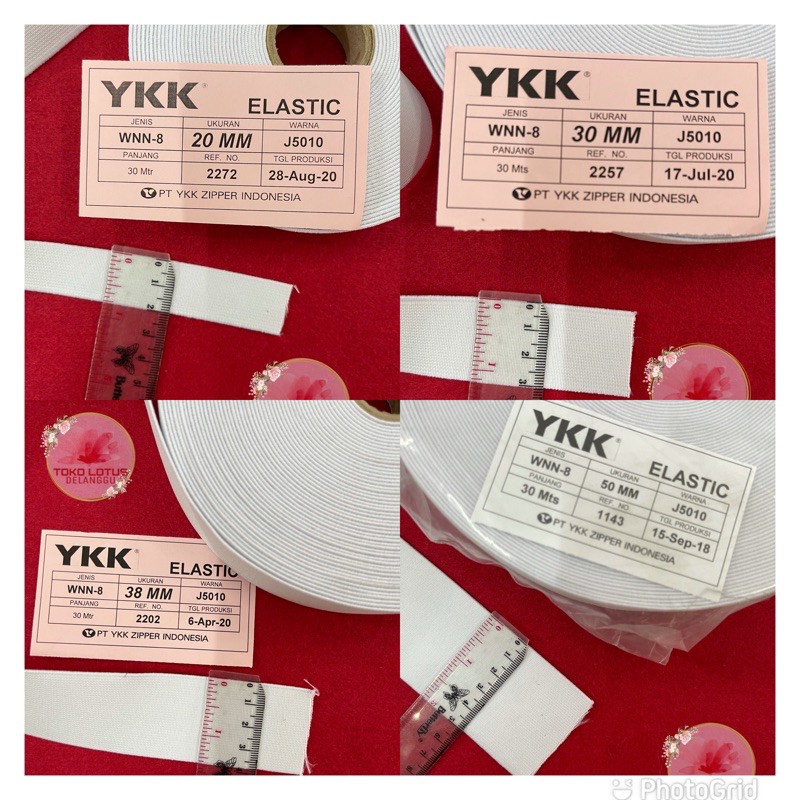 Elastik kolor YKK putih 2cm, 3cm, 4cm, 5cm (per meter)