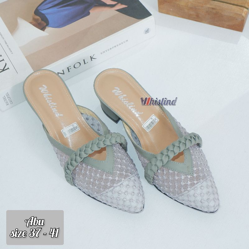 WHISLIND - SENDAL HEELS WANITA (SIZE 37 - 44) BROKAT BORDIR KEPANG 5 CM | WEDDING SHOES