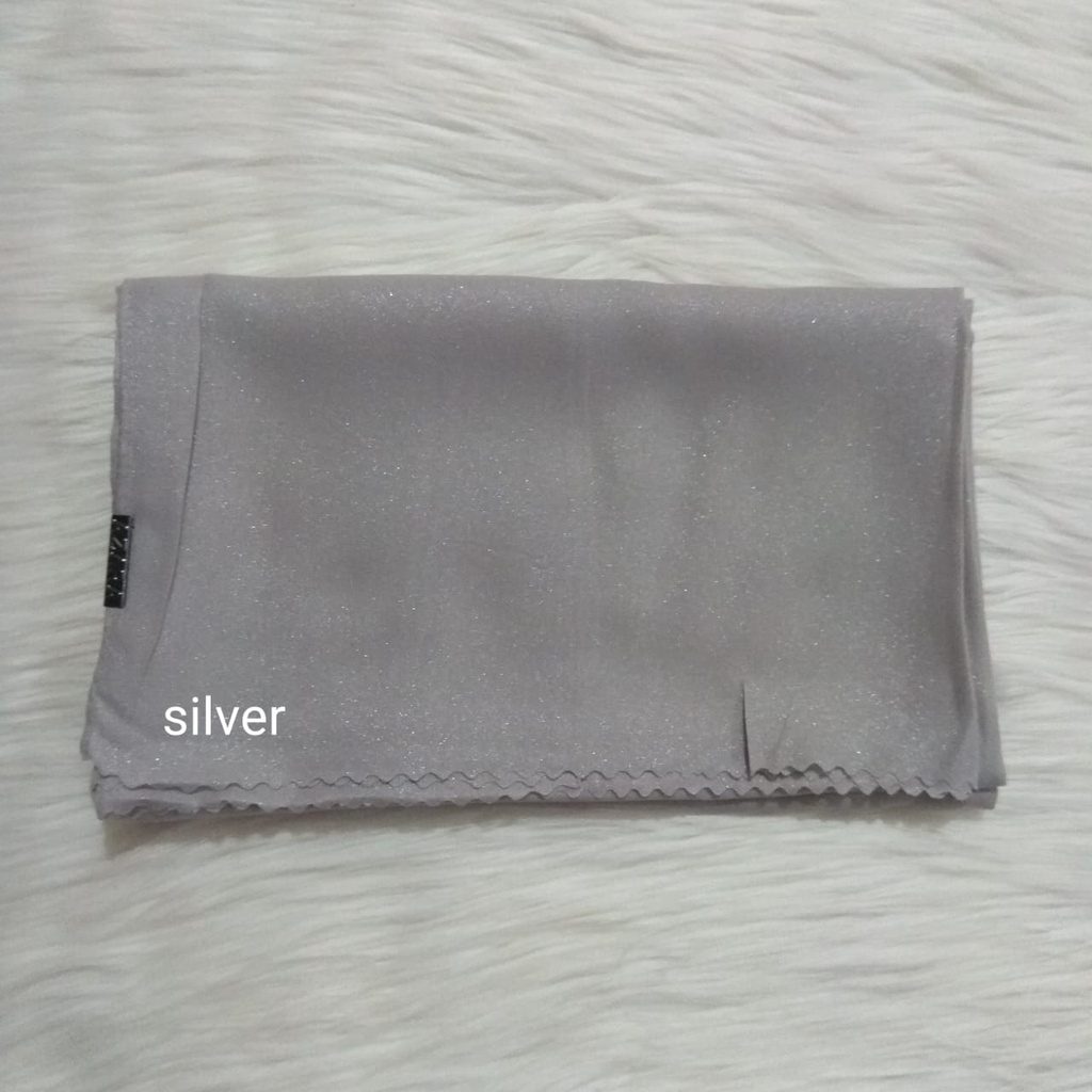 Termurah PASHMINA Nur Shinar LC Azara / PASMINA Glowing Nur Shinar lc/ PASMINA sinar lc-Silver