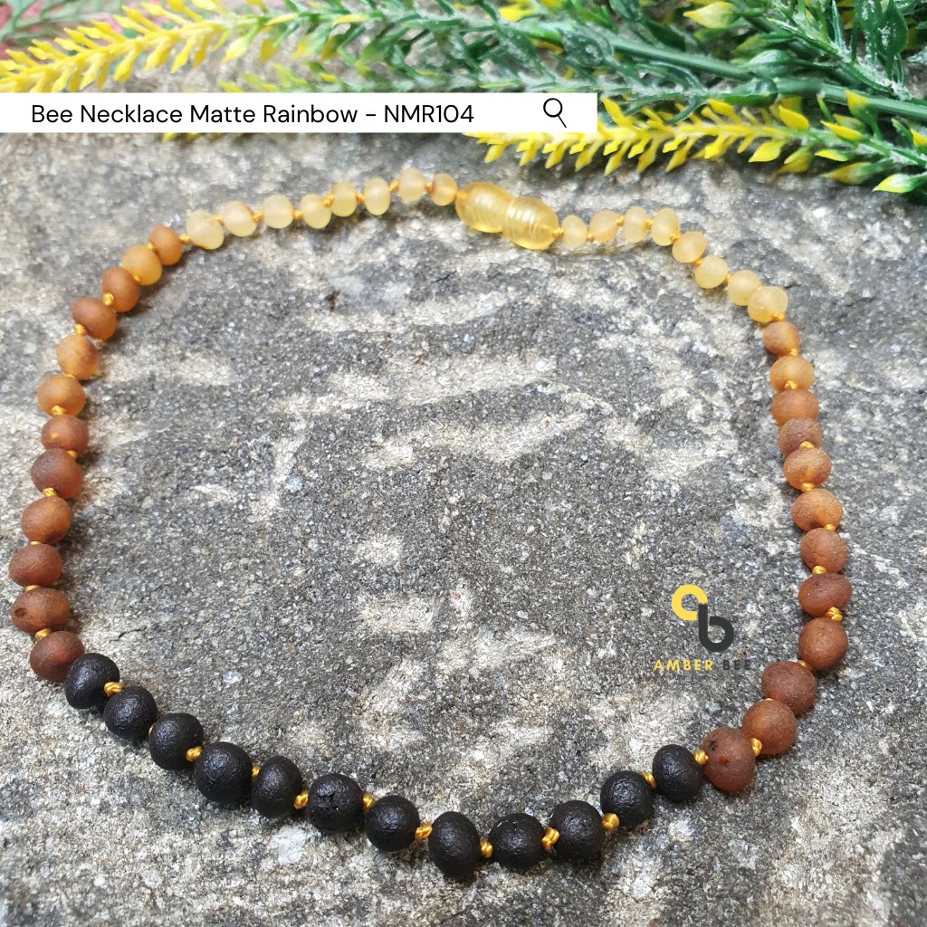 Kalung Amber Pereda Nyeri Tumbuh Gigi Bayi &amp; Anak Matte Rainbow NMR104 By Amber Bee