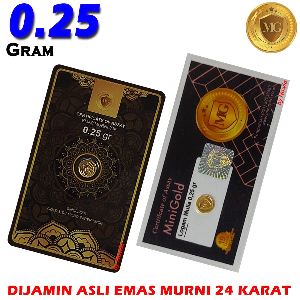 MINIGOLD 0.25 gram ASLI Logam Mulia Emas Murni 24 Karat bersertifikat dan berkuitansi