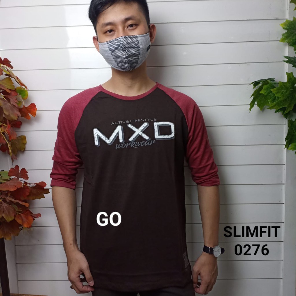 gos gof MAXMILLIAN KAOS Panjang 3/4 (Slimfit) Pakaian Pria Atasan Kaos Oblong Original Lengan Panjan