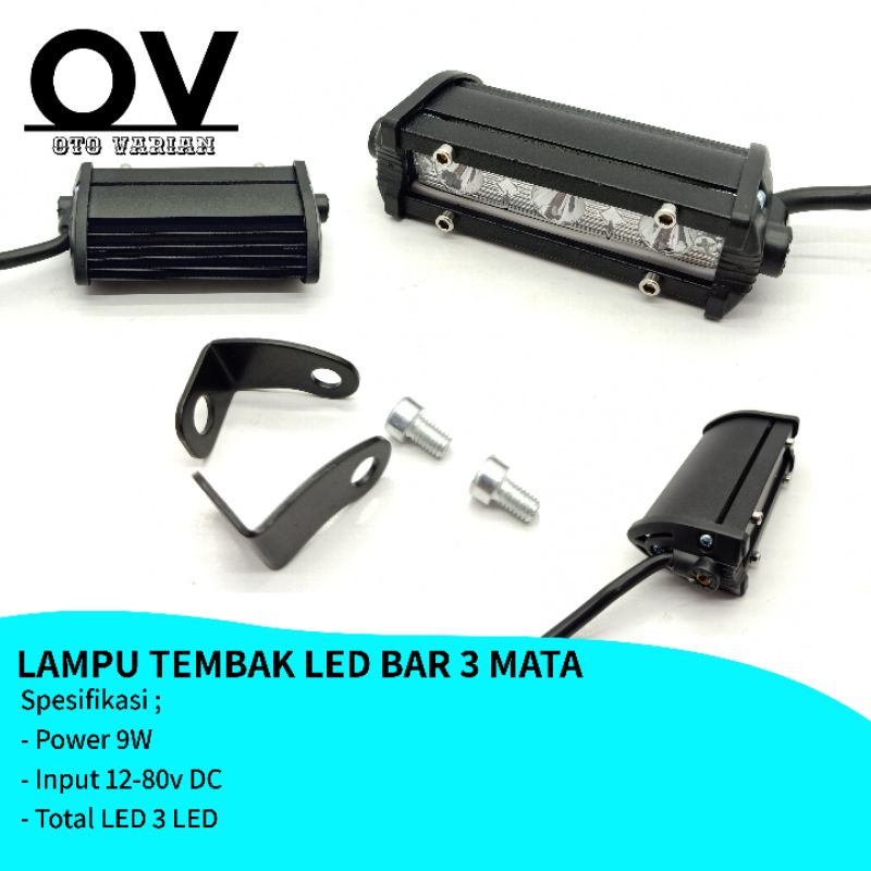 LAMPU SOROT HJG 3 MATA LURUS SLIM LED BAR OFFROAD GRADE A