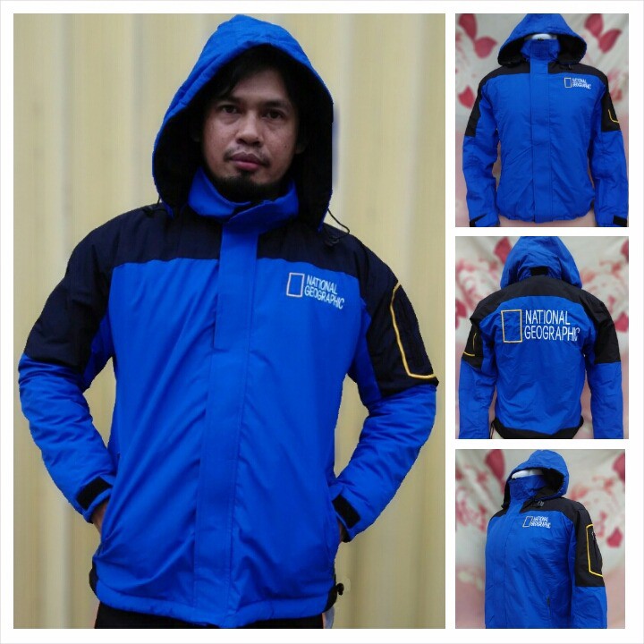 Jaket / Jacket Hoodie National Geographic Biru Waterproof