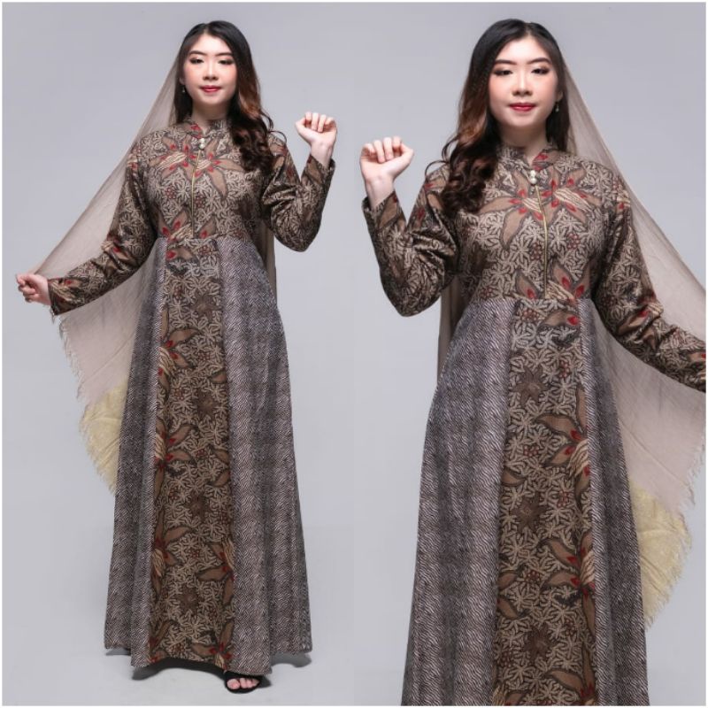 Gamis Batik Modern Jumbo Big Size M L XL XXL Batik Hijab Long Dress Muslim SKR