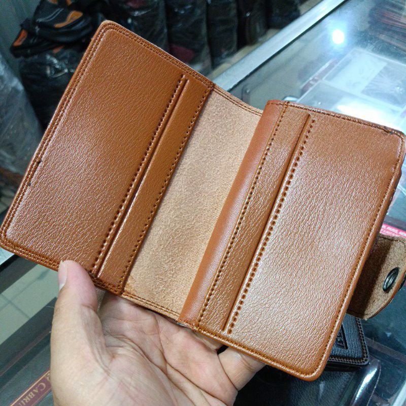 Dompet Lipat Pria Tanggung Kancing 156 || Dompet Pria Wanita Kulit Dallas