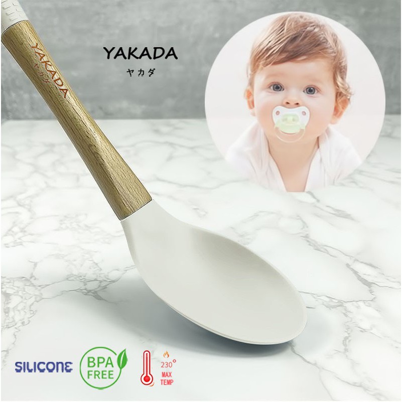 Orinoco Alat Masak Double Silicone Y-203 Gagang Kayu Tahan Panas Bpa Free Food Grade - Kitchen Utensils Anti Leleh Dua Lapis Silikon-1