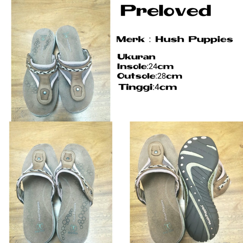 SANDAL JEPIT HUSH PUPPIES asli ORI size 39 Suede Preloved